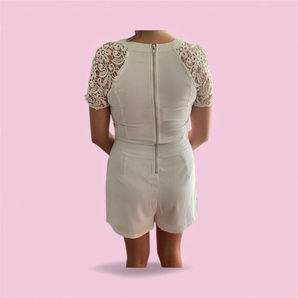 White Lace Short Sleeve Romper - Picture 8 of 8